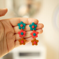 Kolczyki sztyfty kwiatki "XS" mini potrójne