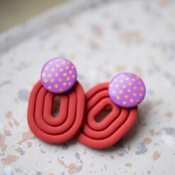 Kolczyki owalne sztyfty z kółkiem w kropki